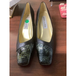 Bellini Doris Leather Pumps Square Toe Baby Croc Nappa Kid Leather Sz 8 M